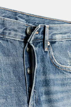 ZARA ПРЯМЫЕ ДЖИНСЫ TRF С ДЫРАМИ СРЕДНЕЙ ПОСАДКИ, ИНДИГО