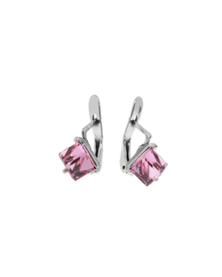 "Кубик" серьги в серебряном покрытии из коллекции "Леди" от Jenavi с английским замком