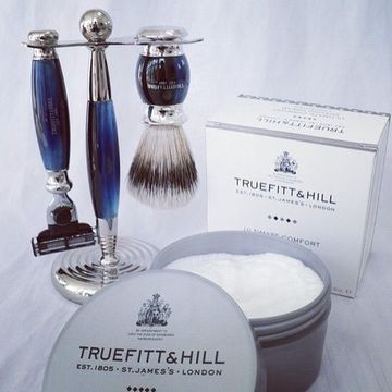 НАБОР КИСТЬ ДЛЯ БРИТЬЯ СТАНОК С ЛЕЗВИЕМ MACH3 ГОЛУБОЙ ОПАЛ T&H