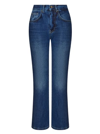 Женские джинсы темно-синего цвета из 100% хлопка - фото 1