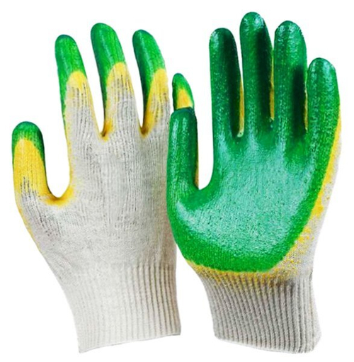 Перчатки хлопчатобумажные с двойным латексным обливом, 300 пар в упаковке