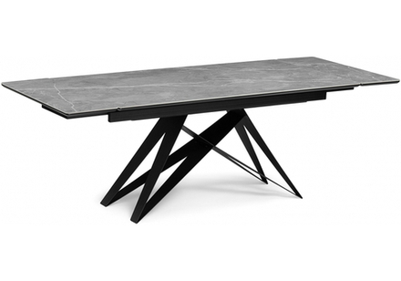 Керамический стол Woodville Блэкберн 140(200)х80 серый мрамор larka grey, черный