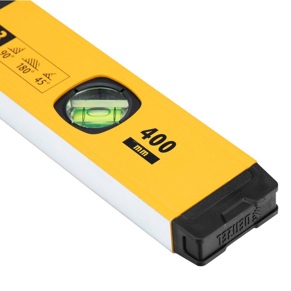 Уровень алюминиевый, магнит., фрезерованный, 3 глазка (1 зеркал.) 0,5 мм/м, 400 мм Denzel