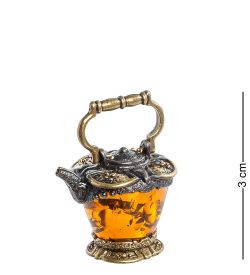 AM-1354 Фигурка «Чайник Ажурный» (латунь, янтарь)