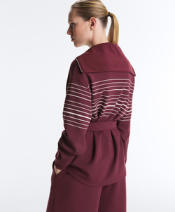 Oysho Куртка в полоску с высоким воротником, бордо