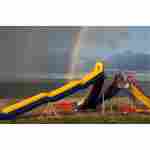 Надувная прямая водная горка для вышки (опоры) «Стрела» с бассейном, 30*2*2,65 м