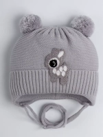 Шапка зимняя детская вязаная на завязках