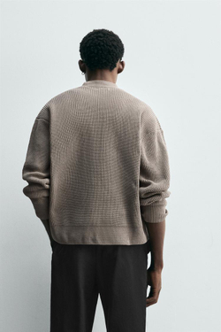 ZARA КАРДИГАН ПЛАТОЧНОЙ ВЯЗКИ, КАМЕННО-СЕРЫЙ