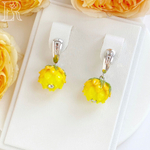 LEFIREL' Серьги серебряные женские "Клевер" с цветами из муранского стекла / ювелирные украшения из родированного серебра 925