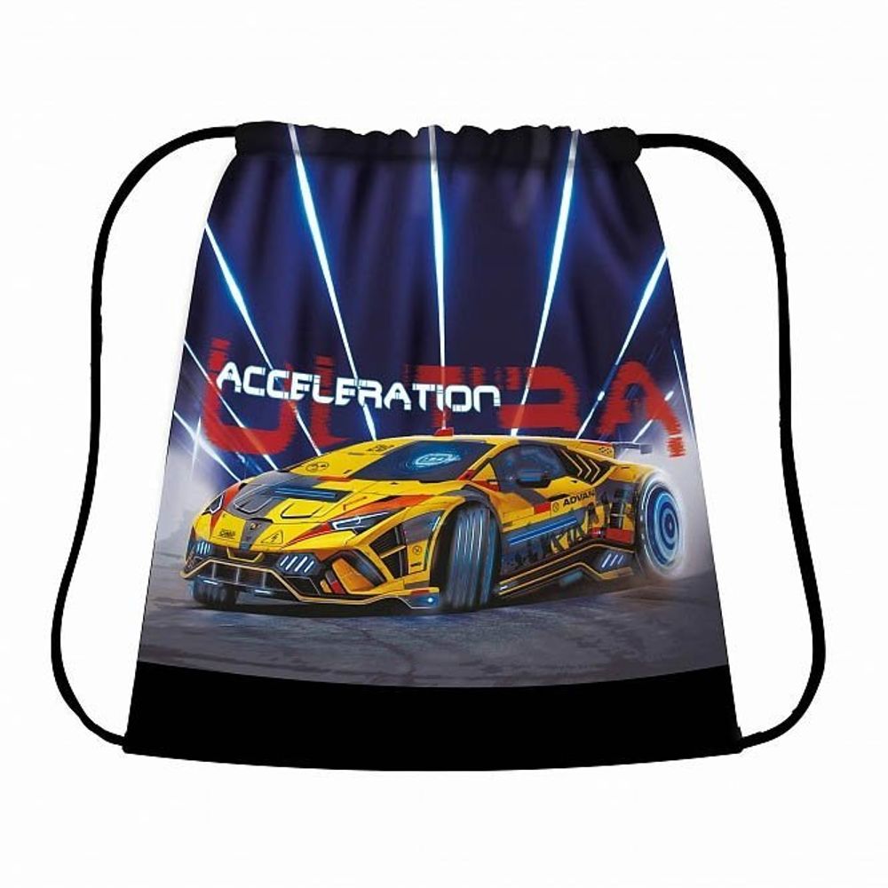 Мешок для сменной обуви, 1 отделение, ПЧЕЛКА, 340х420 мм, ткань, "Желтая машина", черный