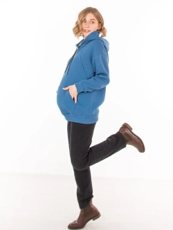 Брюки прямые из твида для беременных синий 3234