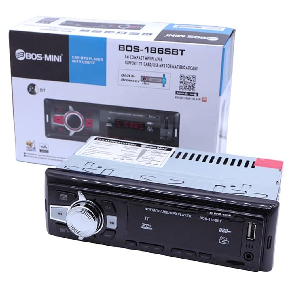 Автомагнитола BOSS MINI BOS-186SBT, Bluetooth , usb, micro, aux, fm, пульт