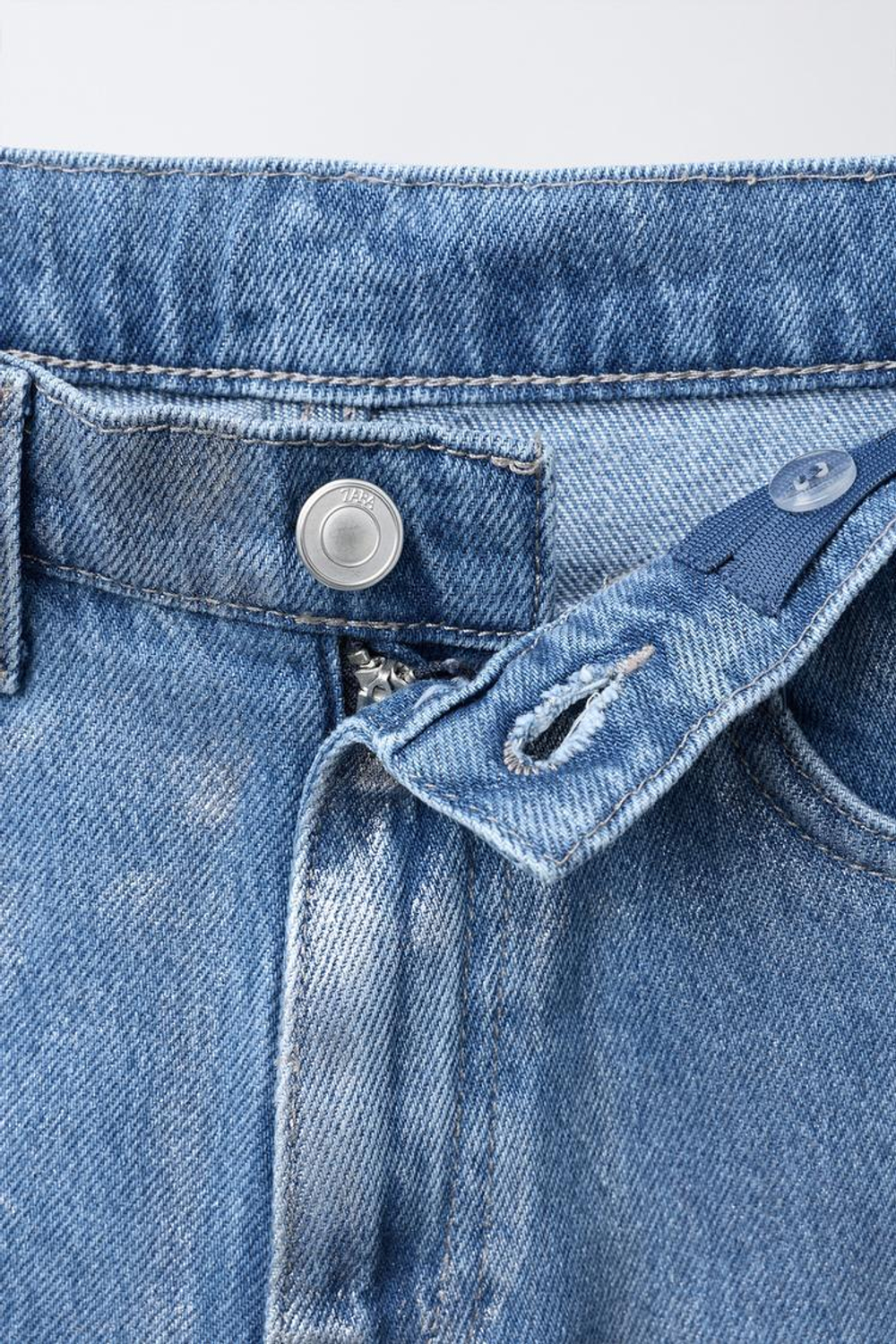 ZARA ДЖИНСЫ WIDE LEG СО СТРАЗАМИ, СИНИЙ