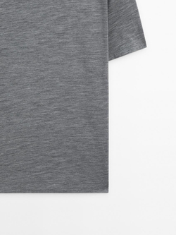 Massimo Dutti Футболка из смесовой шерсти, серый меланж