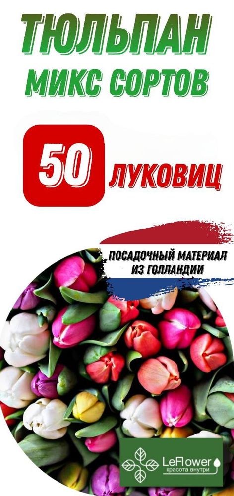 Тюльпан Луковица, Микс сортов, 50шт