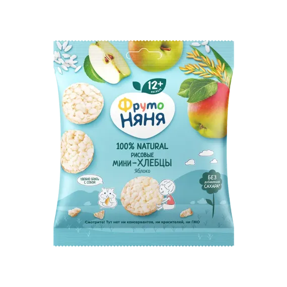 Мини-хлебцы ФрутоНяня рисовые с яблоком