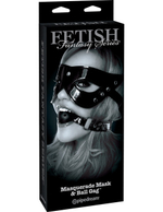 Лакированный комплект Masquerade Mask & Ball Gag (Цвет: черный)