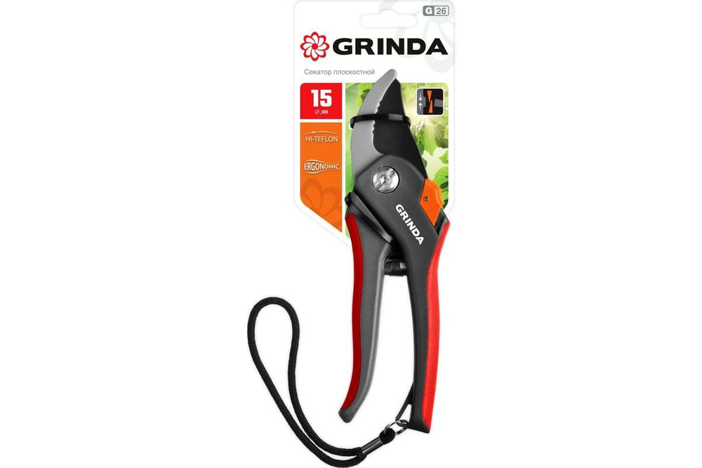 Плоскостной секатор с двухкомпонентными рукоятками Grinda G-26 205 мм 8-423102_z02