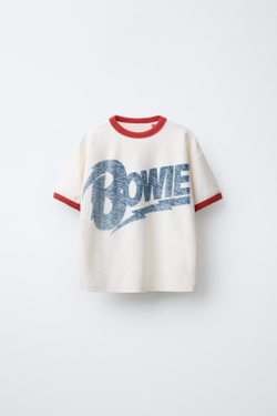 ZARA ФУТБОЛКА С ПРИНТОМ BOWIE™, ЭКРЮ