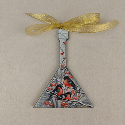 Сувенир Балалайка "Снегири" с росписью Палех в подарочной коробке