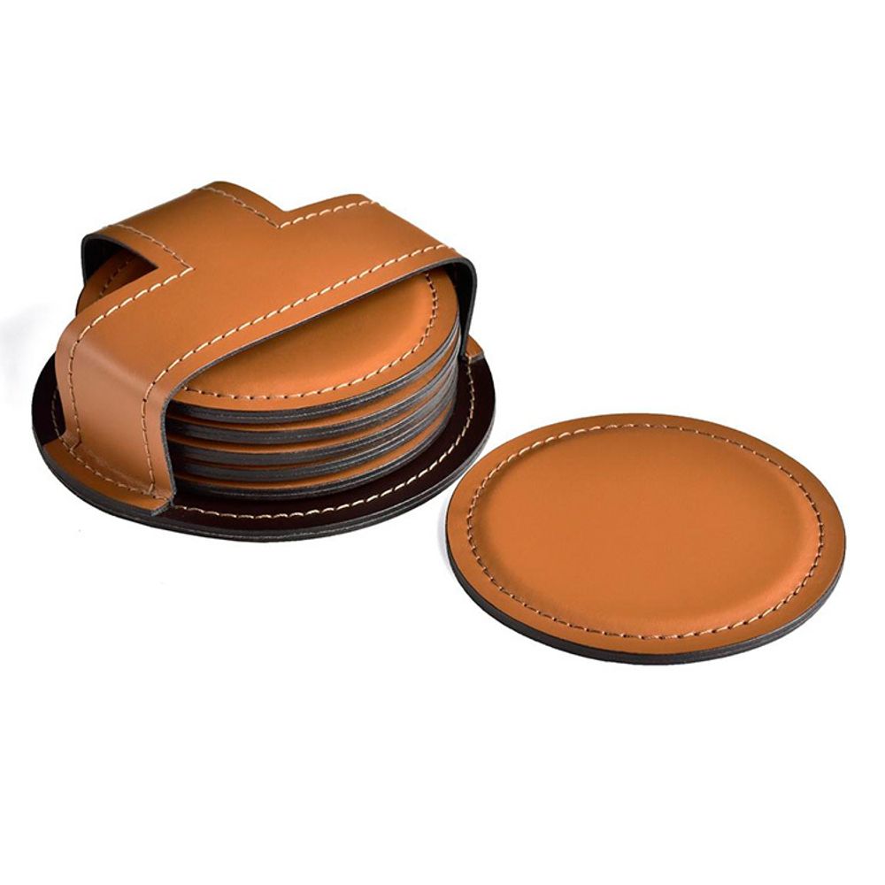 Набор из 6 костеров из двухслойной кожи Cuoietto с металлической вставкой (CR6BCMet) 12