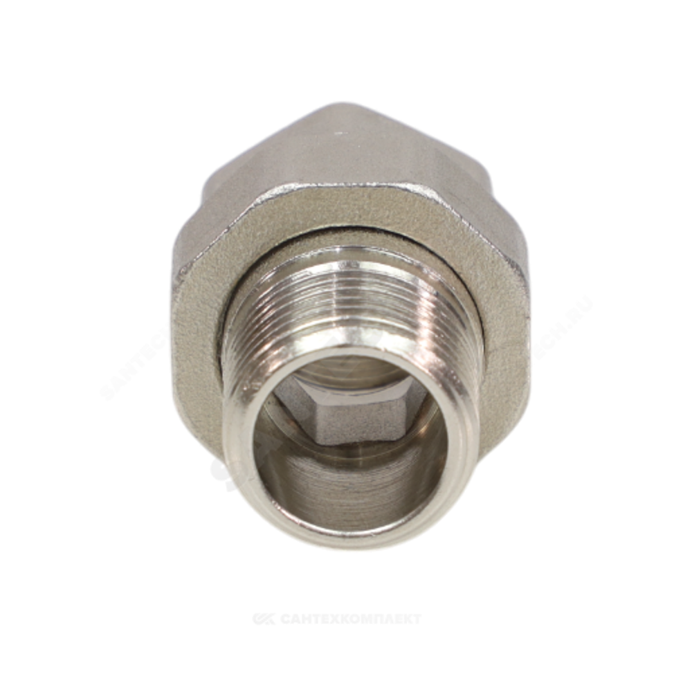 Соединитель латунь никель американка Ду 20 (3/4") прямой ВР/НР VALFEX VF.340.N.034