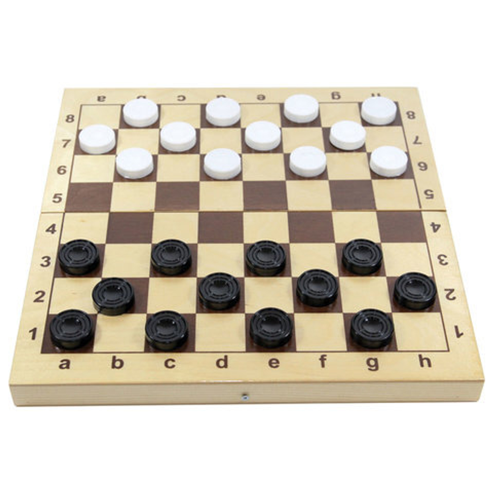 Игра настольная "Шашки", пластиковые фишки, деревянная доска 30х30