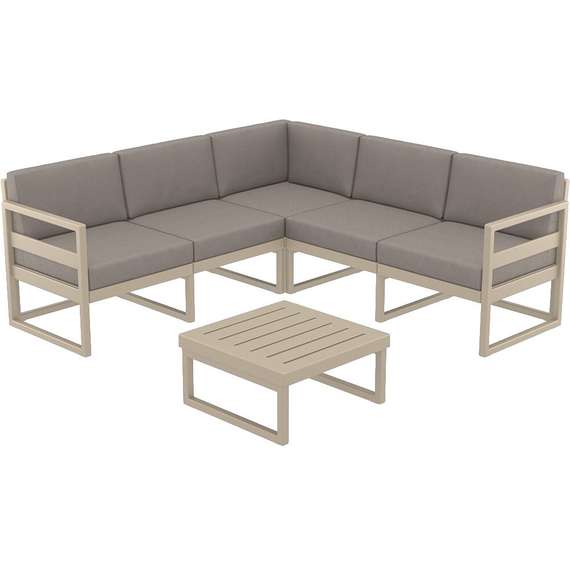 Комплект угловой уличной мебели Mykonos, пластик, бежевый