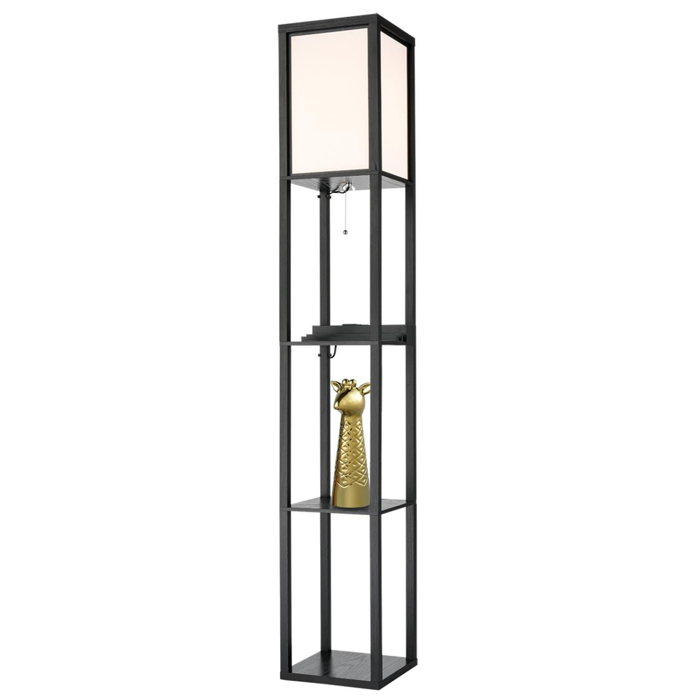 8093/1F COMFI LN26 460 черный/белый, дерево/текстиль Торшер Е27 1*60W 220V PRACTIC