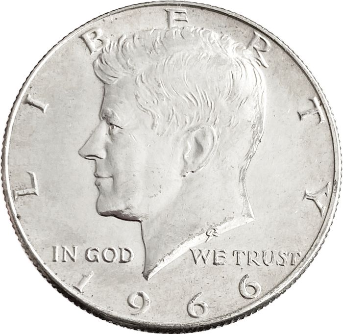50 центов (1/2 доллара, half dollar) 1966 США (Кеннеди)