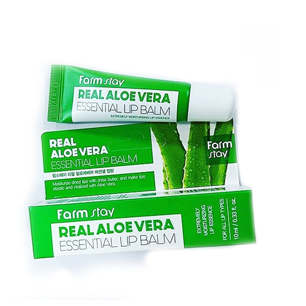 FarmStay Real Aloe Vera Essential Lip Balm увлажняющий бальзам для губ с алоэ