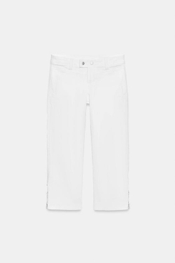 ZARA ДЖИНСЫ КАПРИ СО СРЕДНЕЙ ПОСАДКОЙ — ZW COLLECTION, БЕЛЫЙ