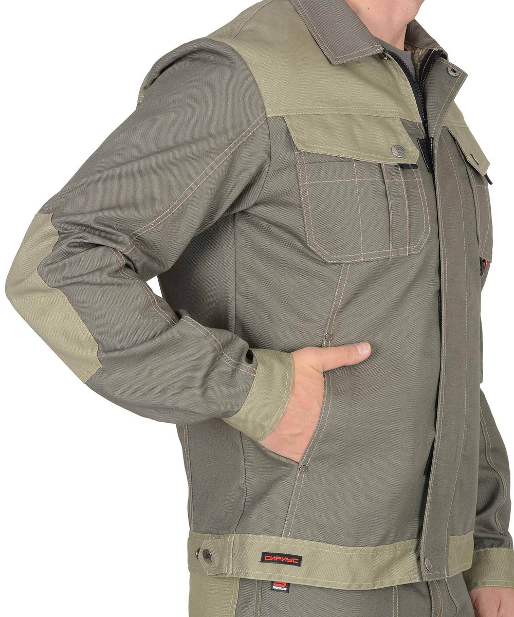 Куртка ВЕСТ-ВОРК короткая, т.оливковый со св.оливковым