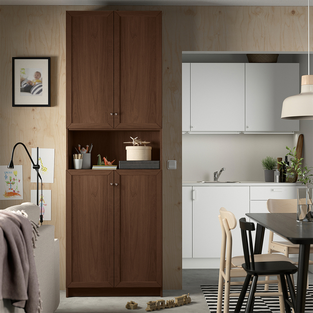 Стеллаж Билли 22 Орех Экко 9459 80*30*237 см, медь   Фиеста