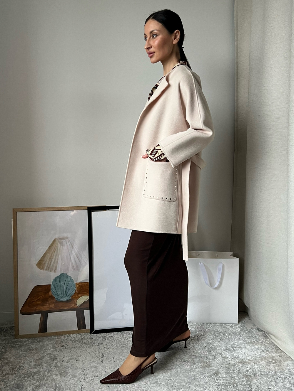 Шерстяное пальто Massimo Dutti, S