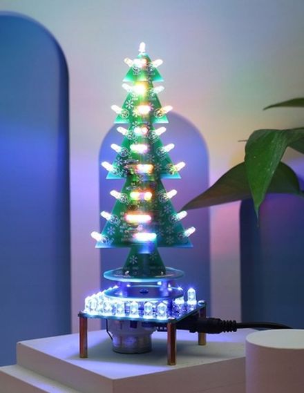 Набор для самостоятельной сборки и пайки (конструктор) Вращающаяся новогодняя / рождественская елка