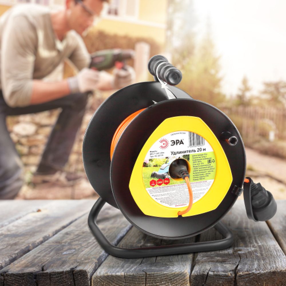 Удлинитель силовой ЭРА RPx-1-2x1-20m для газонокосилки без заземления 1 розетка 20м ПВС 2х1мм2