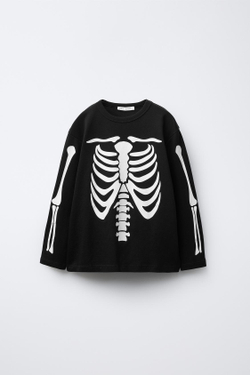 ZARA ПИЖАМА «СКЕЛЕТ» С ЭФФЕКТОМ СВЕЧЕНИЯ В ТЕМНОТЕ, ЧЕРНЫЙ