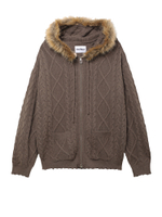 Женская Толстовка Removable Shearling Knit  Zip Brown