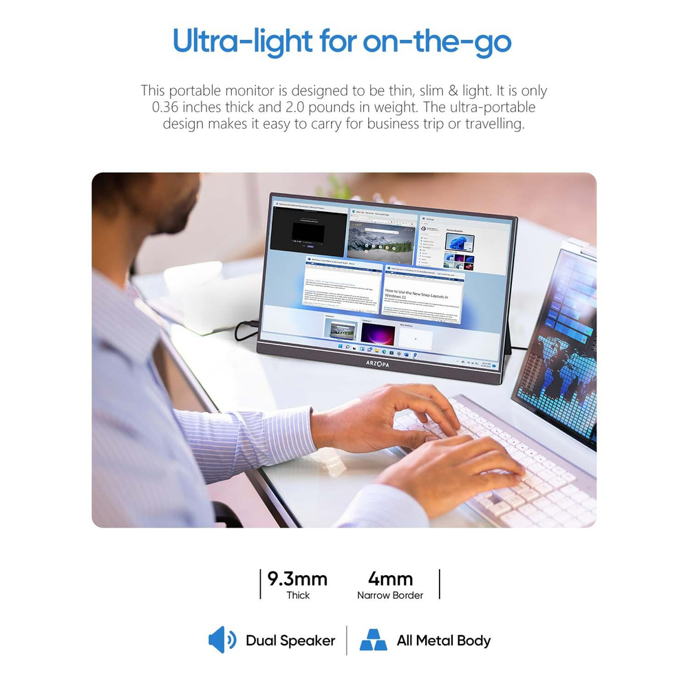 17.3" Портативный монитор Arzopa A1M FHD IPS 1920x1080, 60 Гц