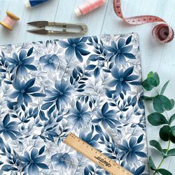 Ткань премиум габардин упрощенный луговой мотив