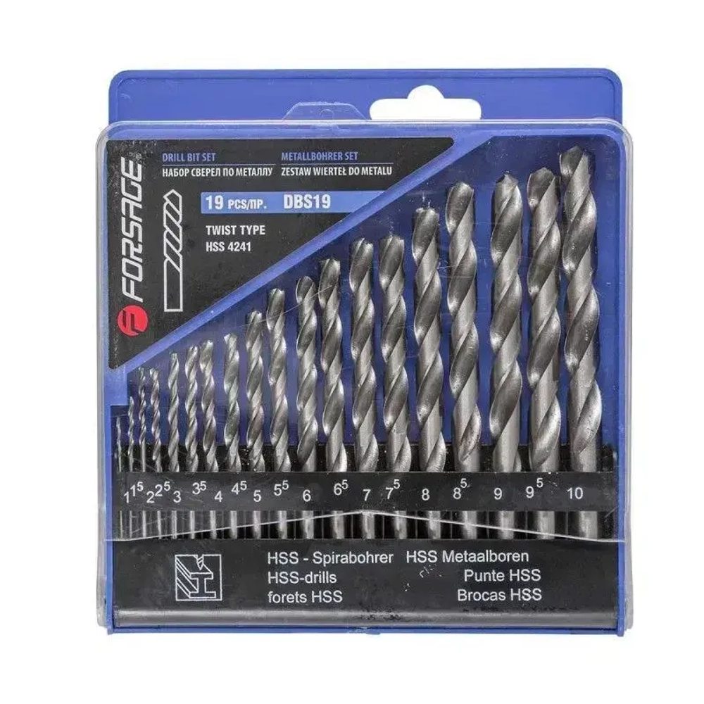 Набор сверл по металлу HSS 19 предметов
