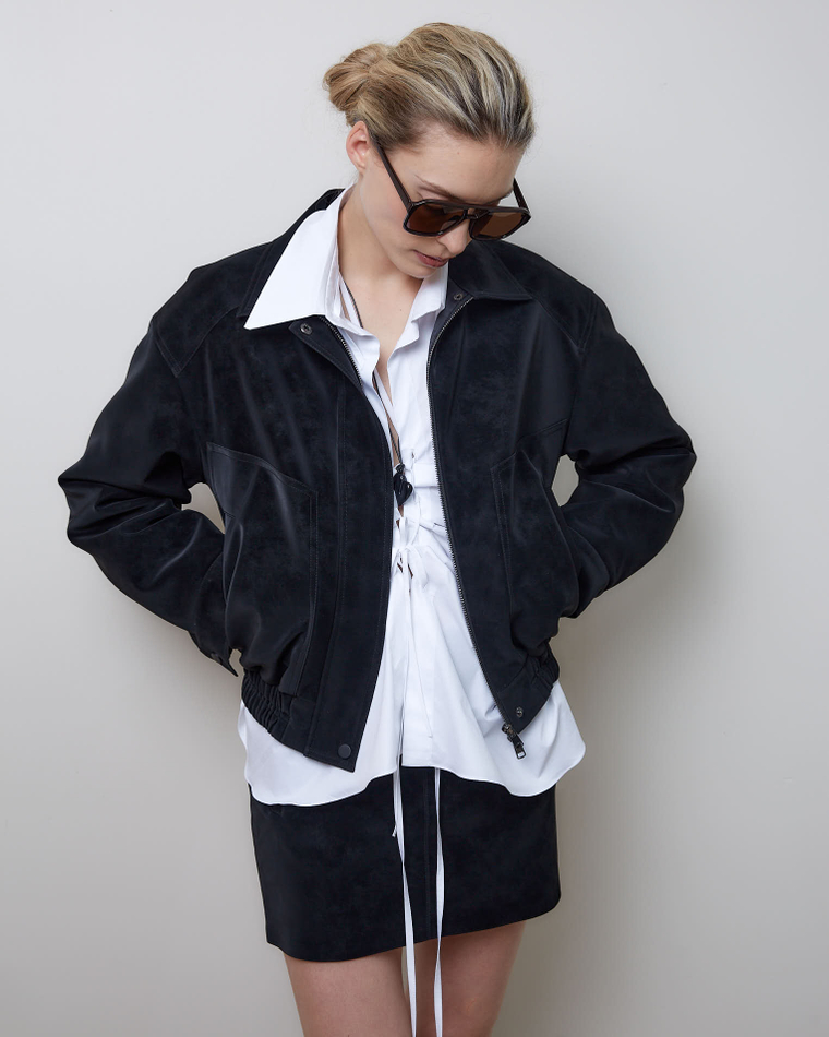 Куртка утепленная из искусственной замши черный