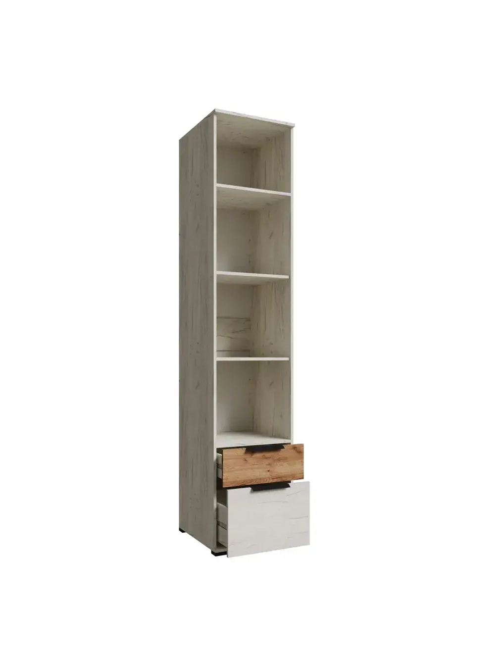 Шкаф-пенал Лилль с зеркалом дуб крафт белый