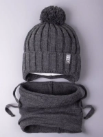 Шапка для мальчика осенняя вязаная и снуд