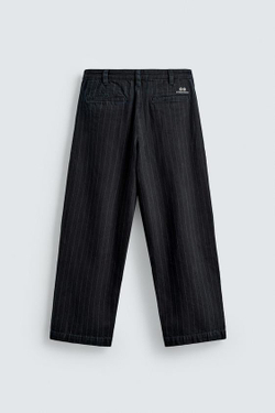 ZARA БРЮКИ BALLON В ПОЛОСКУ, СИНИЙ