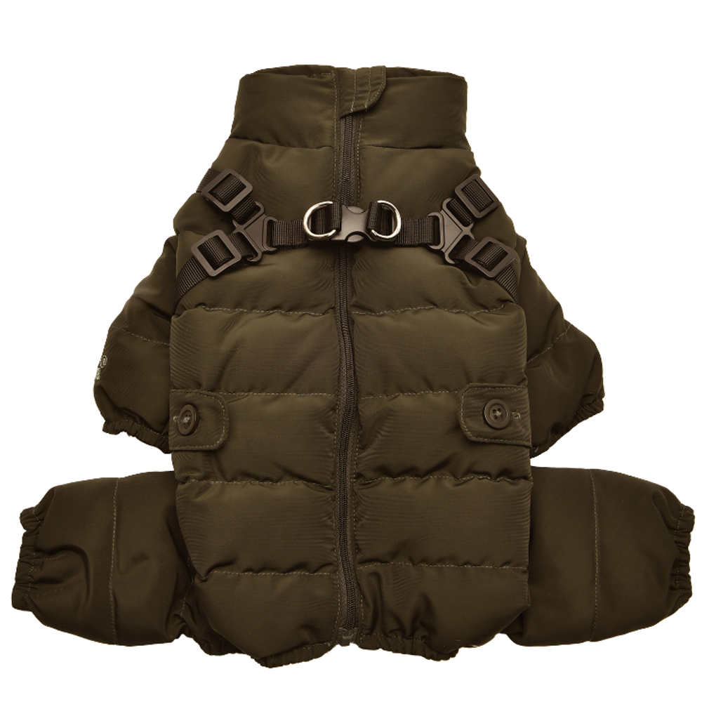 Puppia комбинезон для собак утеплённый со шлейкой "soft onesie", хаки, s