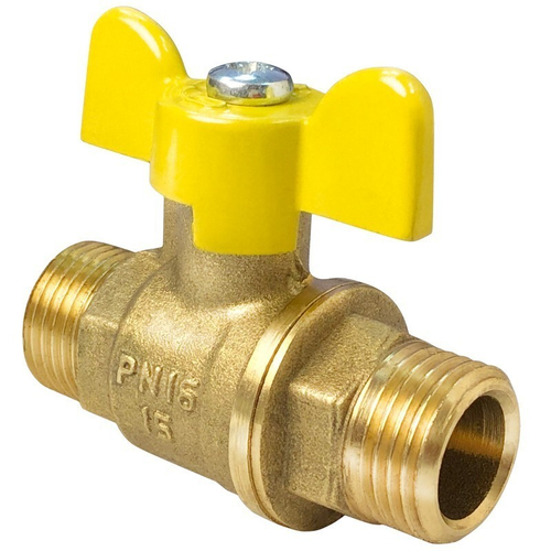 Кран латунный шаровой газовый Valfex.279.LB3 11Б27фтМ, DN 20, PN 40, бабочка, штуцер-штуцер