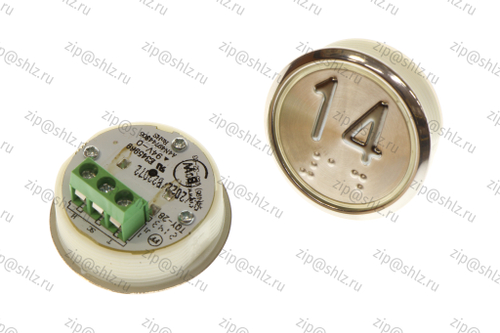 Кнопка (кнопочный модуль) BBP-R331-CMPLT-D-W "14 этаж", круглая, динамическая белая подсветка, Брайль.