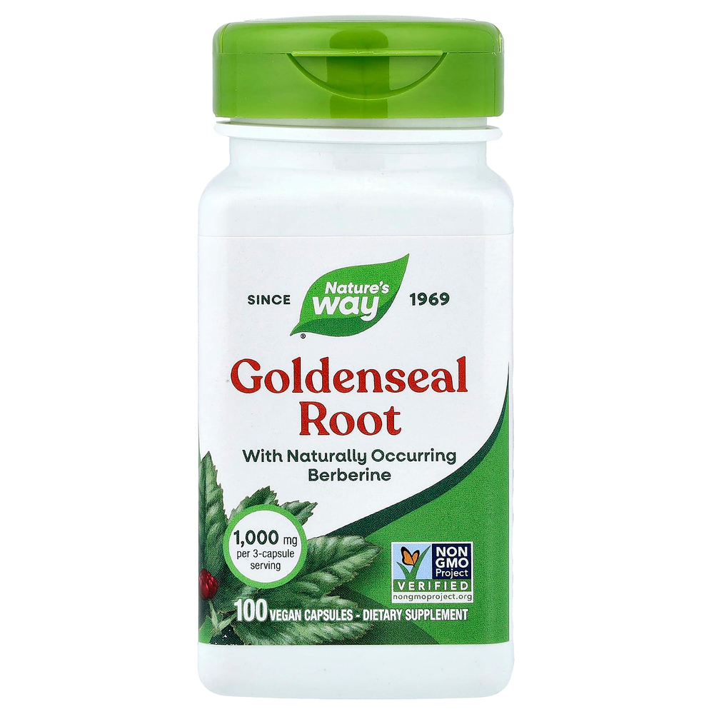 Nature's Way, корень желтокорня, 100 веганских капсул (333 мг в 1 капсуле)